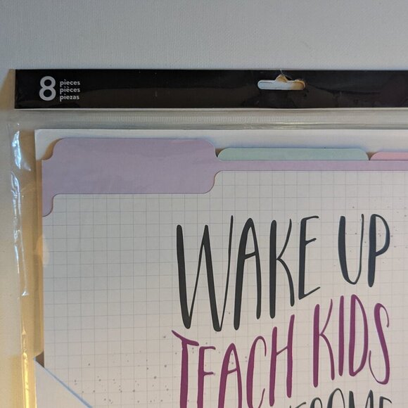 NWT Back to School Happy Planner Teacher Wake Up Teach Be Awesome 8pc Folder Set - Picture 2 of 8